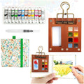 Audasi 8-Grid Portable Watercolor Palette | Mini Wooden Travel Paint Set