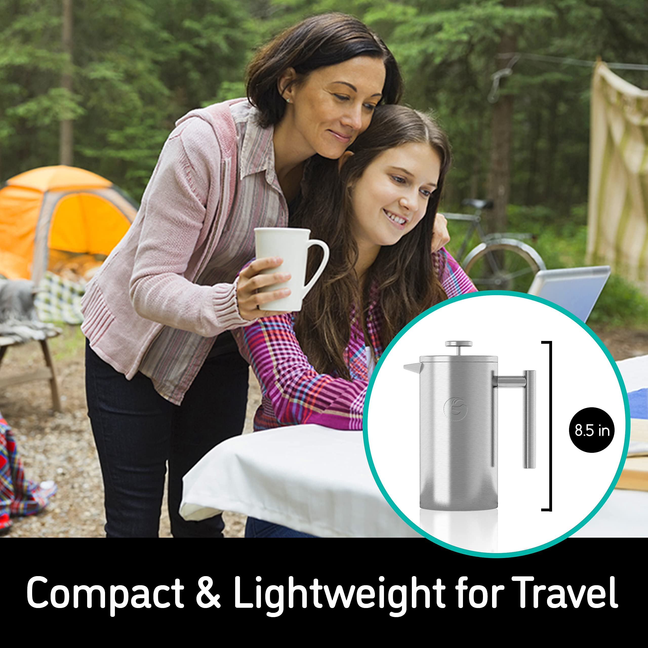 Coffee Gator 1L French Press - Insulated Double-Wall Stainless Steel Maker
