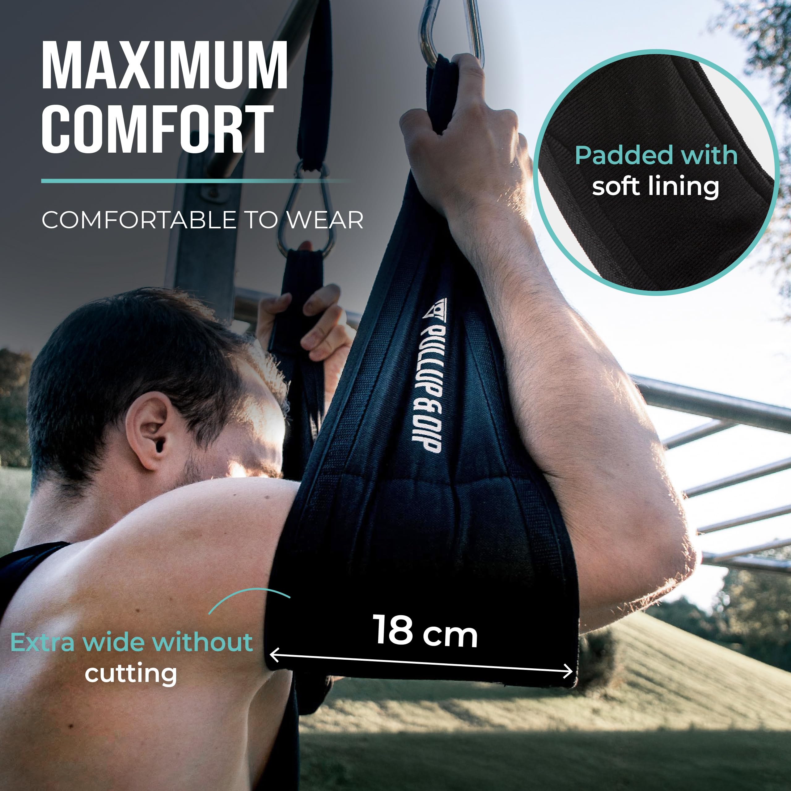 PULLUP & DIP Ab Straps | Padded Abdominal Slings for Leg Raises | Set of 2