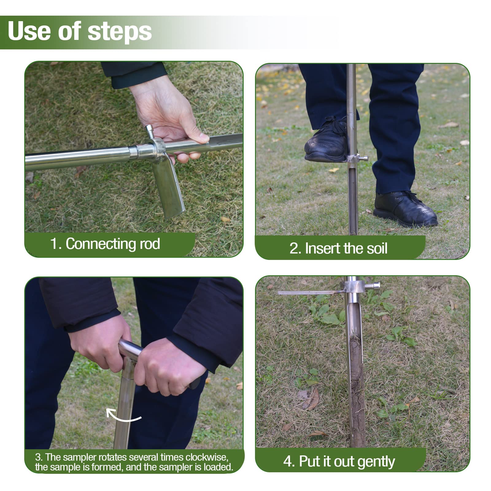 SurmountWay 34" Stainless Steel Soil Sampler Probe with Foot Pedal