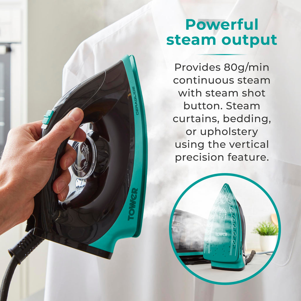Tower Ceraglide Steam Generator Iron | 2700W Digital Display - Teal