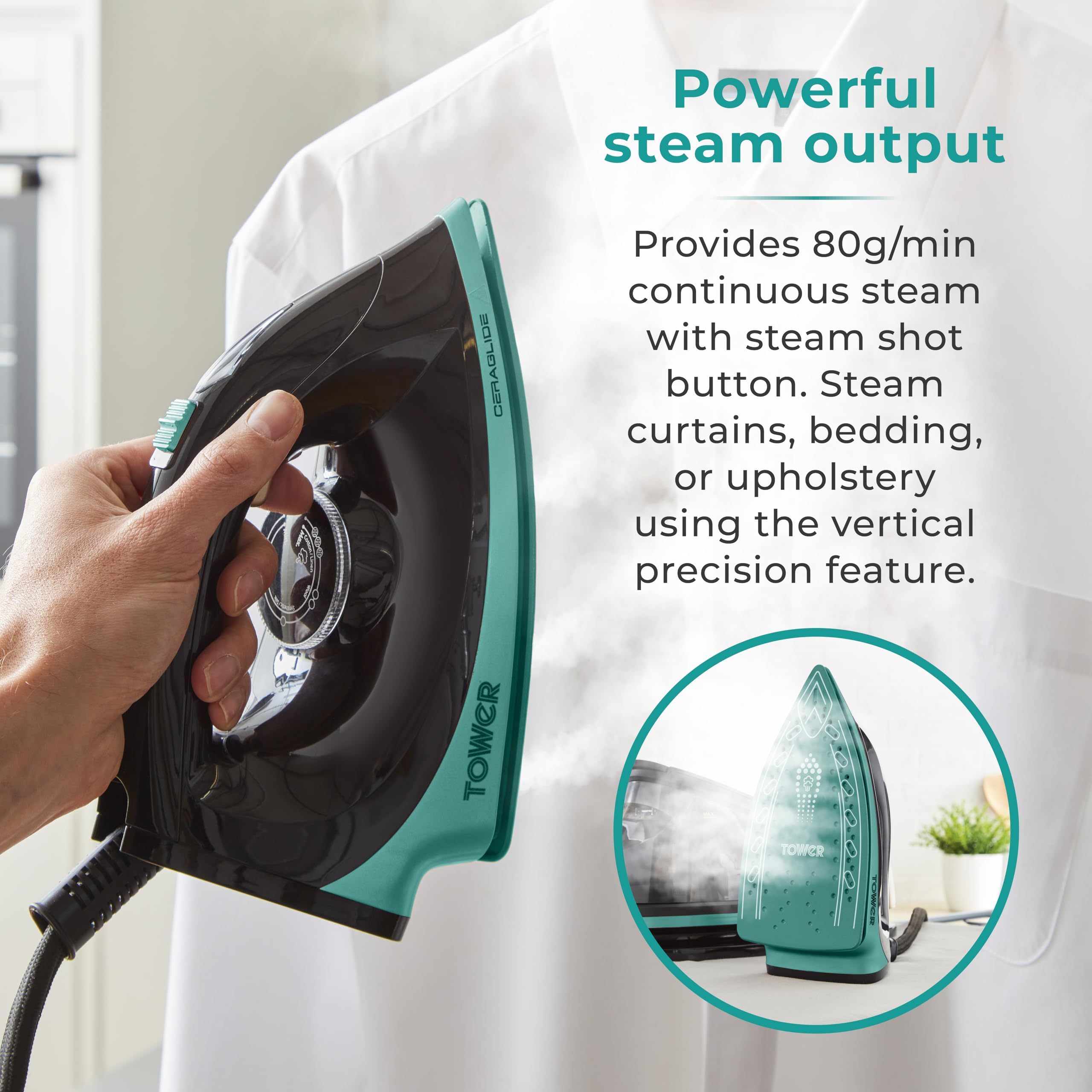 Tower Ceraglide Steam Generator Iron | 2700W Digital Display - Teal
