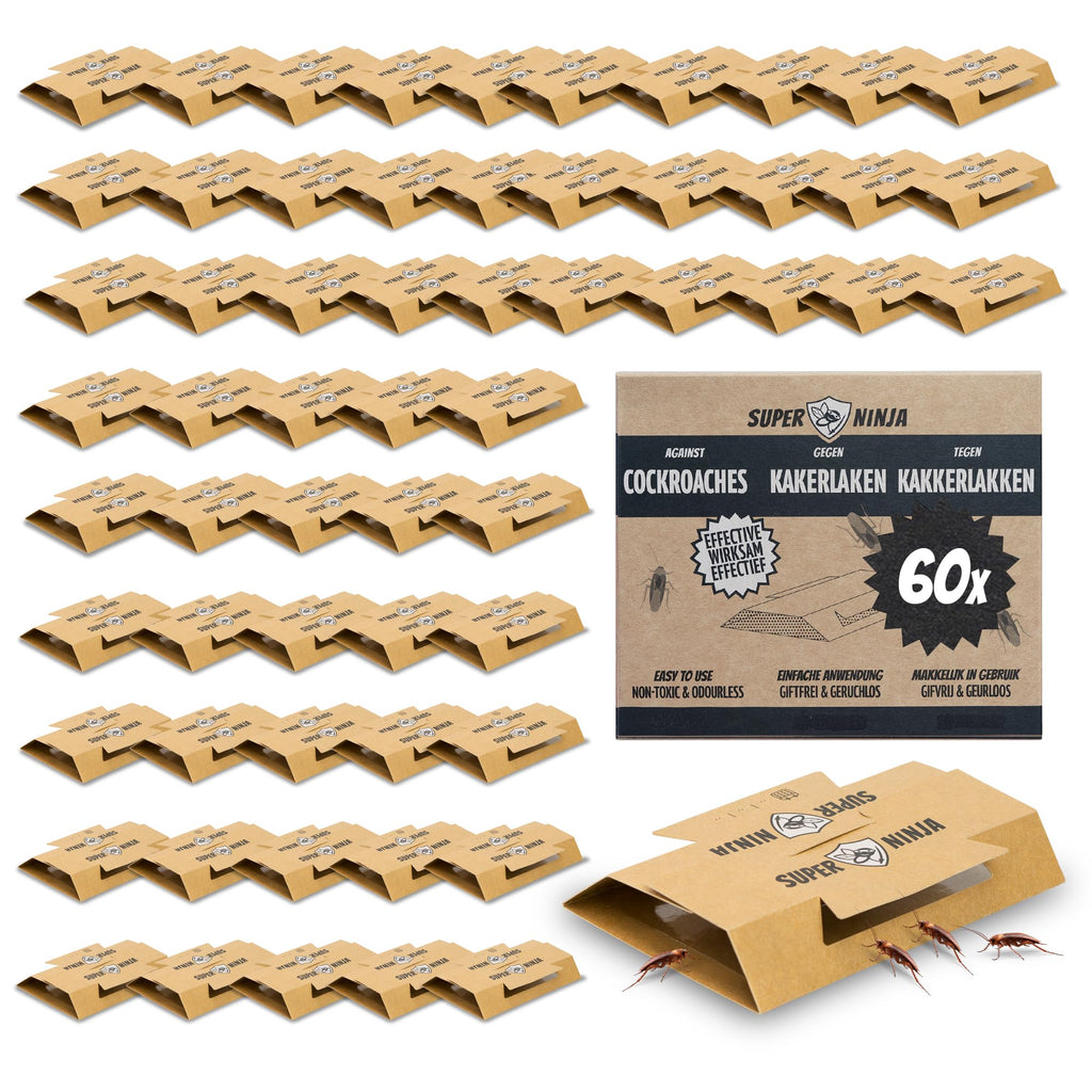 Super Ninja Cockroach Trap – 60 Non-Toxic Sticky Roach Killer Traps