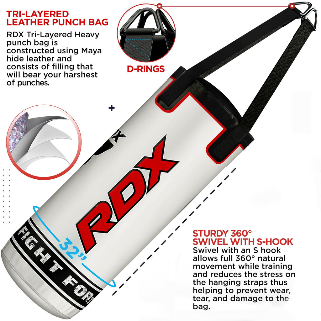 RDX Kids Punch Bag & Boxing Gloves Set | 2FT Maya Hide Leather Unfilled