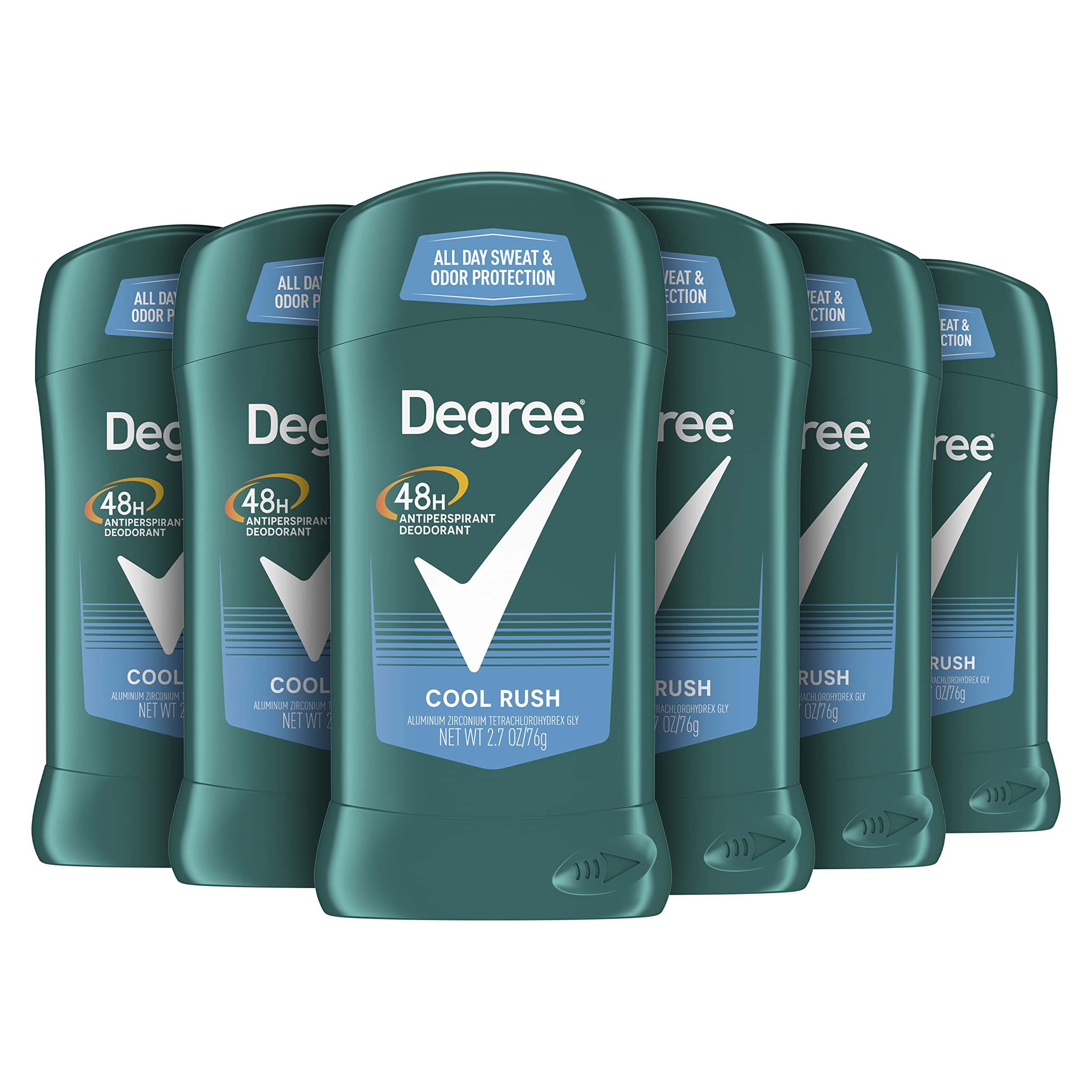 Degree Men Cool Rush Antiperspirant Deodorant Stick, 2.7 Oz (6 Pack)