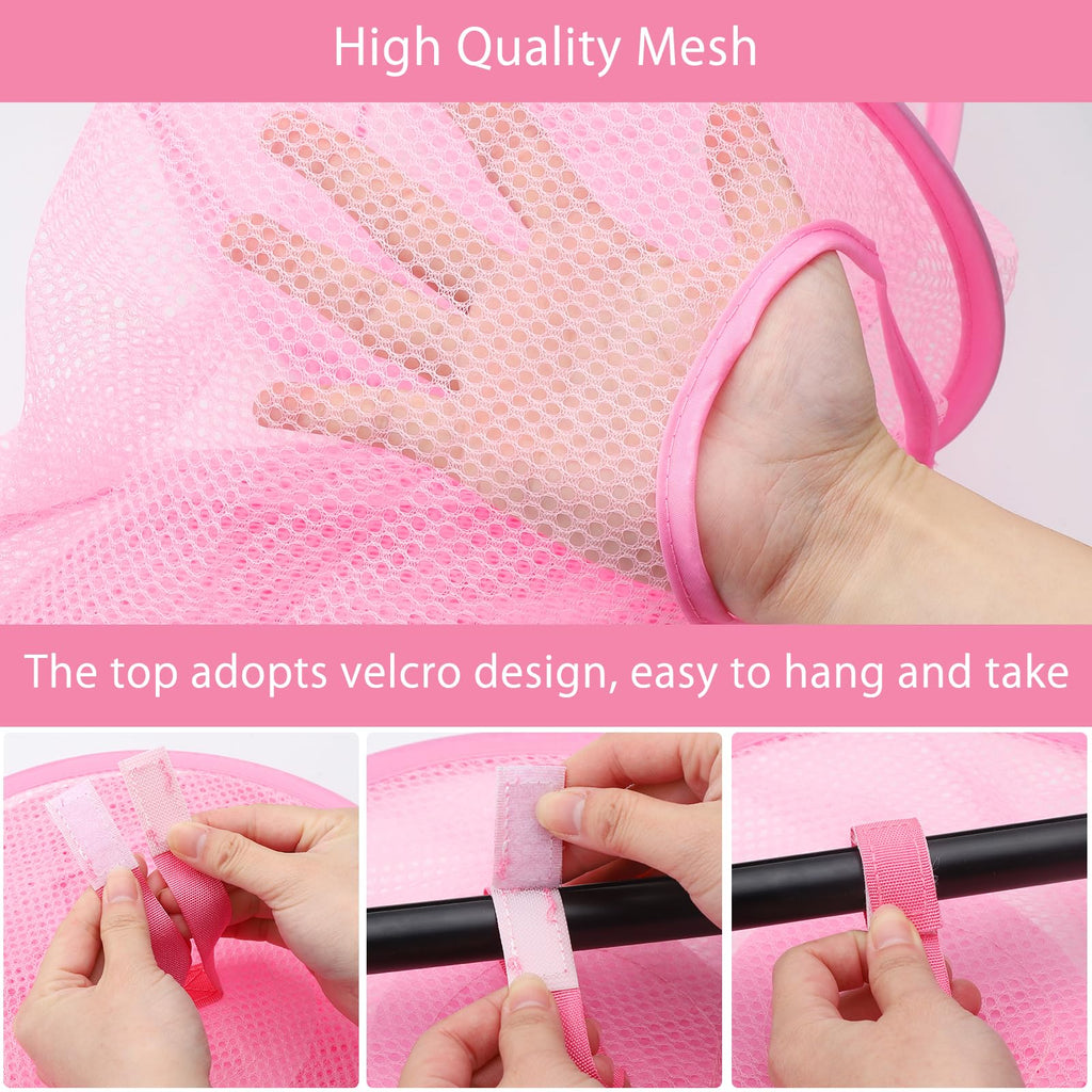 APOMOONS Hanging Mesh Storage Basket, Foldable 4 Tier Hanging Teddy Storage Net, Compartments Soft Toy