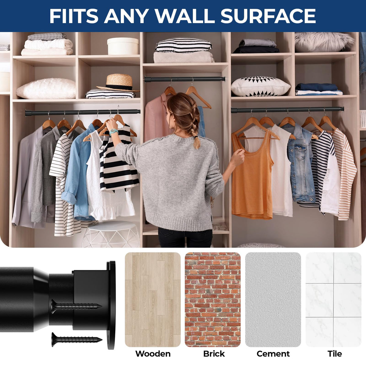 Mavivegue Clothes Rail Wardrobe 43-143 cm Extendable Clothes Rail - image 2