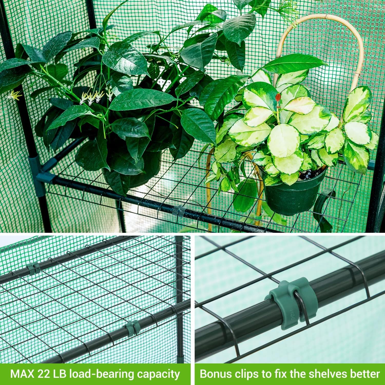 Ohuhu Walk-in Greenhouse – 3 Tiers 12 Shelves Heavy Duty Growhouse