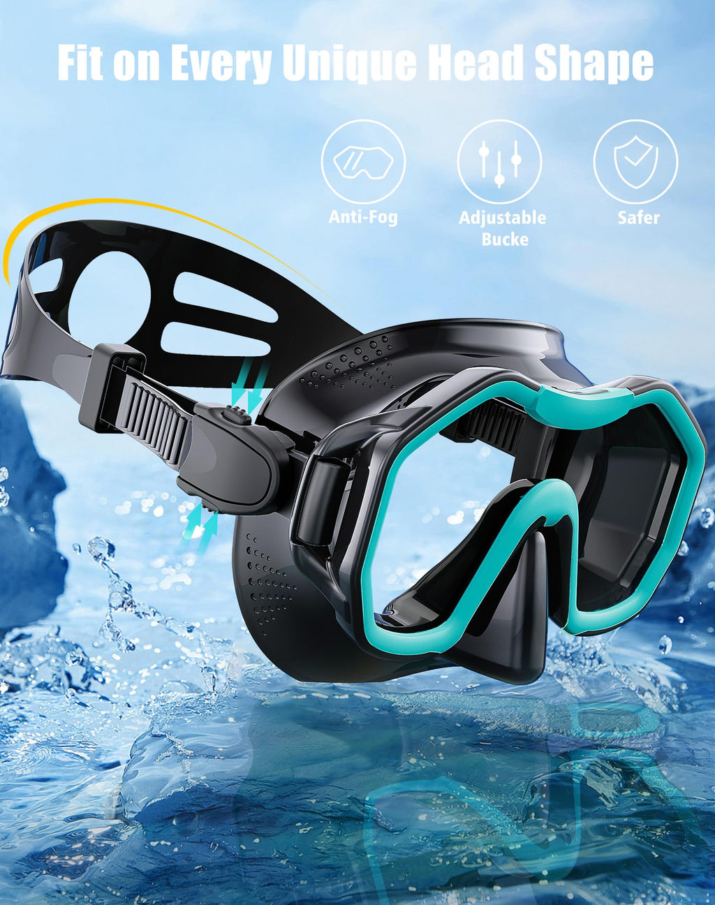 Lealinga 2-Pack Snorkel Set | Anti-Fog Panoramic Mask & Dry Top Snorkel