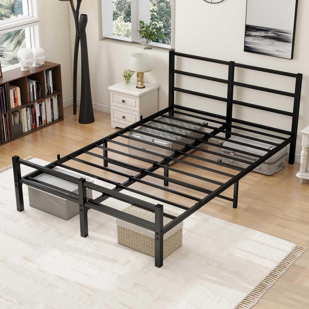 MOFLUT 4ft6 Double Bed Frame with Headboard, Metal Slats Support Platform Bed Frames Double Bed with Storage Under Bed - image 3