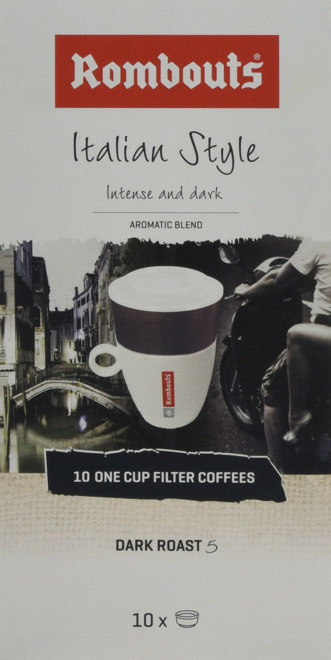 Rombouts Italian Ground Coffee One Cup Filters - 62g (Pack of 4)