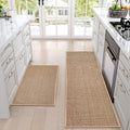 Artnice Kitchen Rug Mat Set | Non-Slip Washable Absorbent Runner - Beige