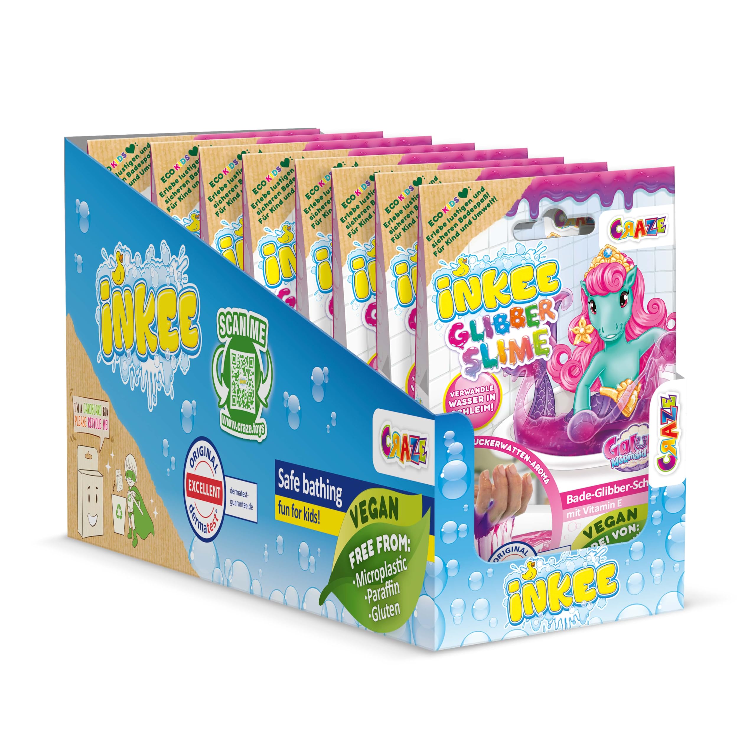 INKEE Galupy Mermaid Bath Slime 8 Pack – Neon Pink Candyfloss Scent
