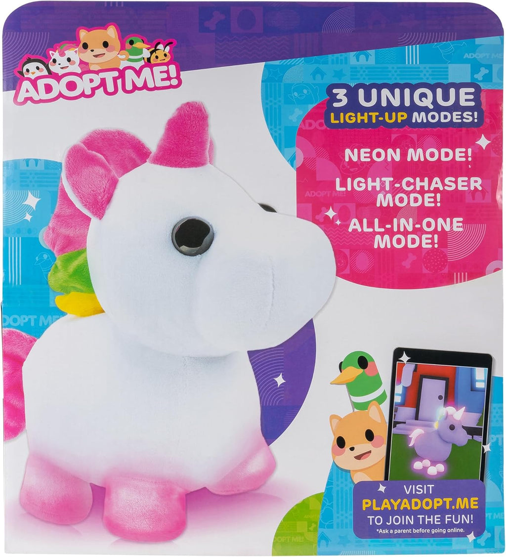 Adopt Me! Neon Unicorn Light-Up Plush Toy by Snaps with Virtual Code