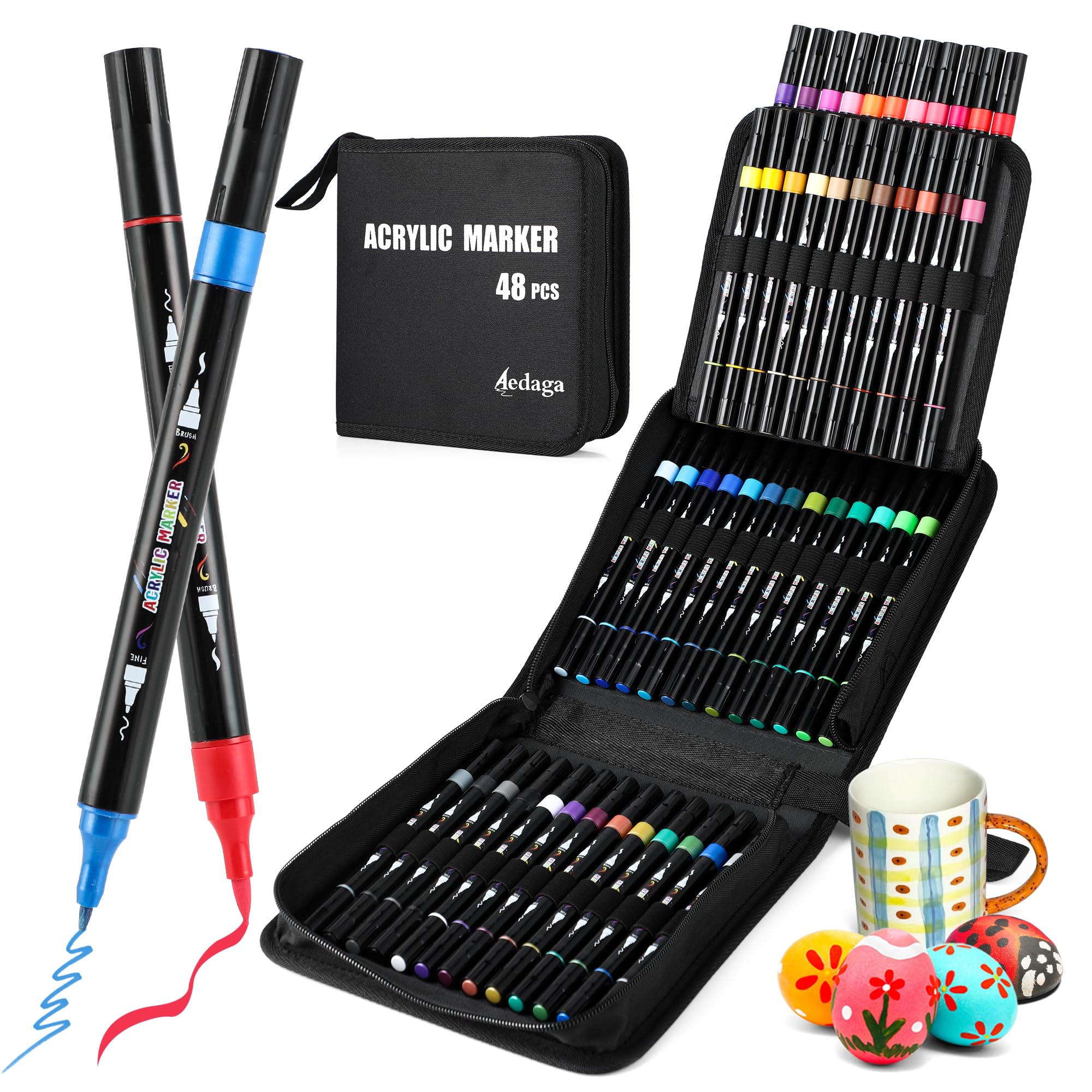 Jolof Store 48 Colors Dual Tip Acrylic Paint Markers for Rock Painting