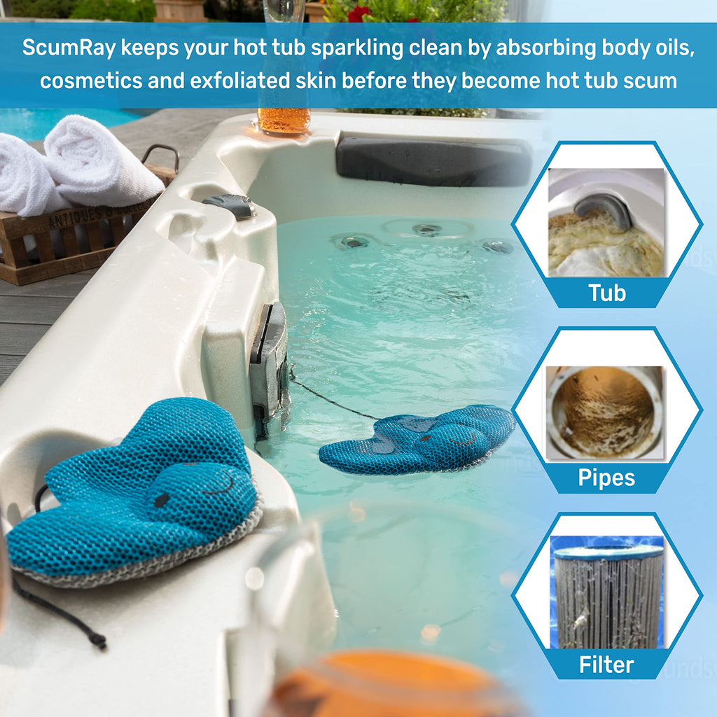 ScumRay Hot Tub Scum Absorber Twin Pack – Reusable Oil Absorbing Sponge
