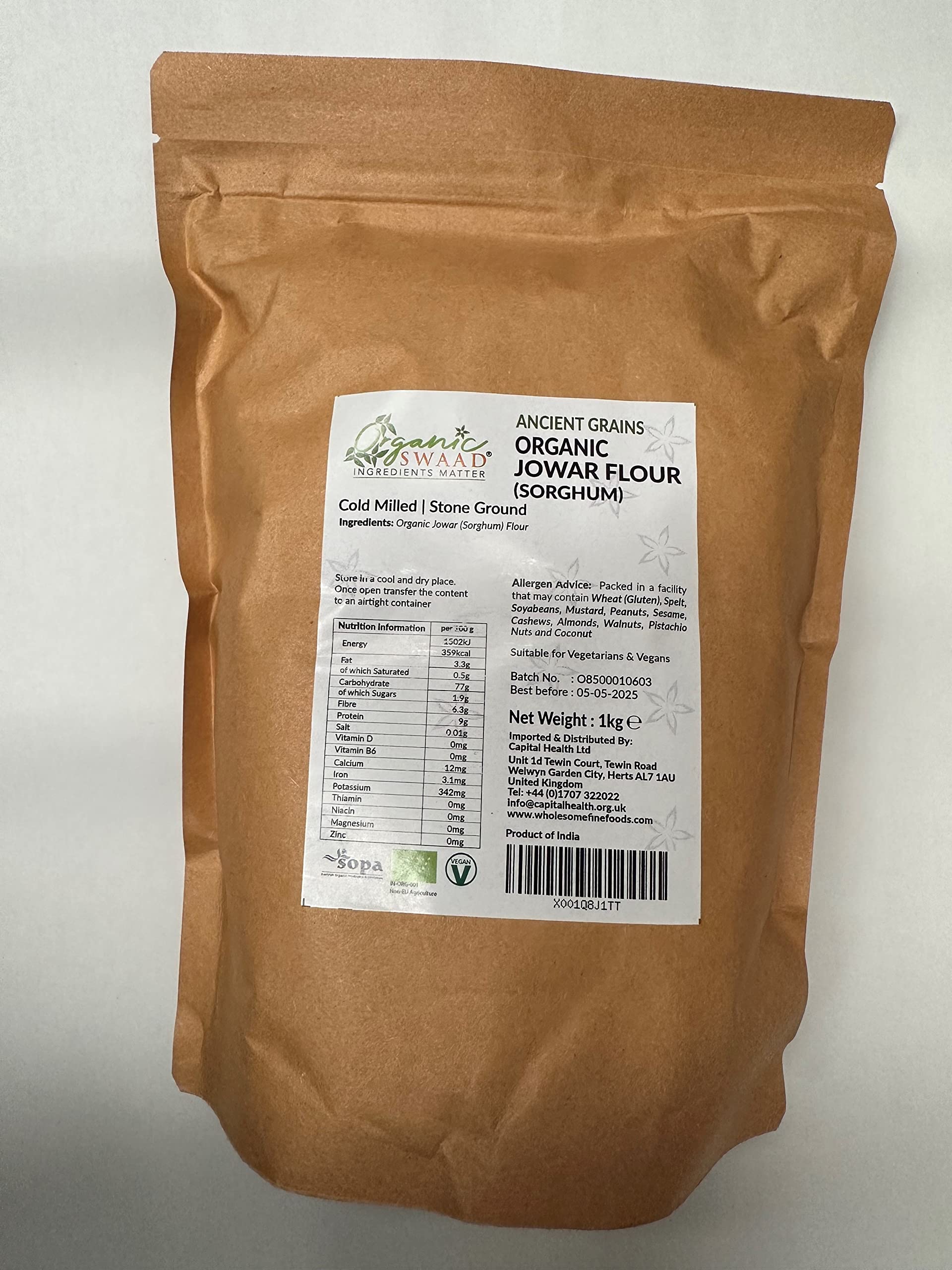 Jolof Store Organic Sorghum (Jowar) Flour – 1kg Ancient Grain Flour
