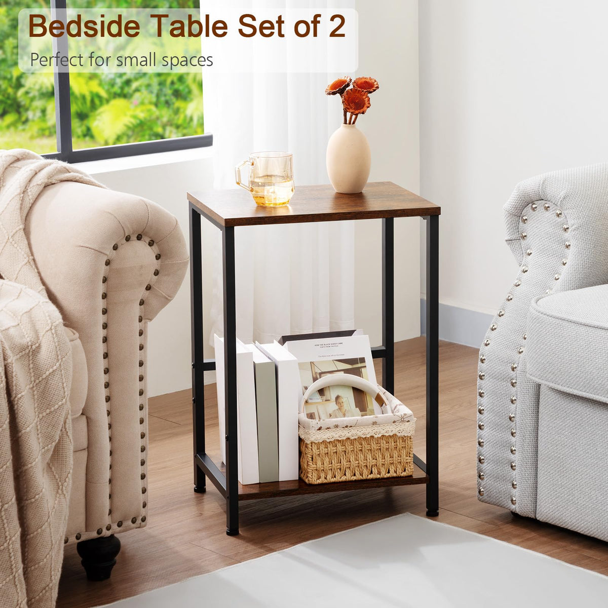 AMHANCIBLE Side Tables Set of 2, Bedside Tables, Coffee Table living room - image 4