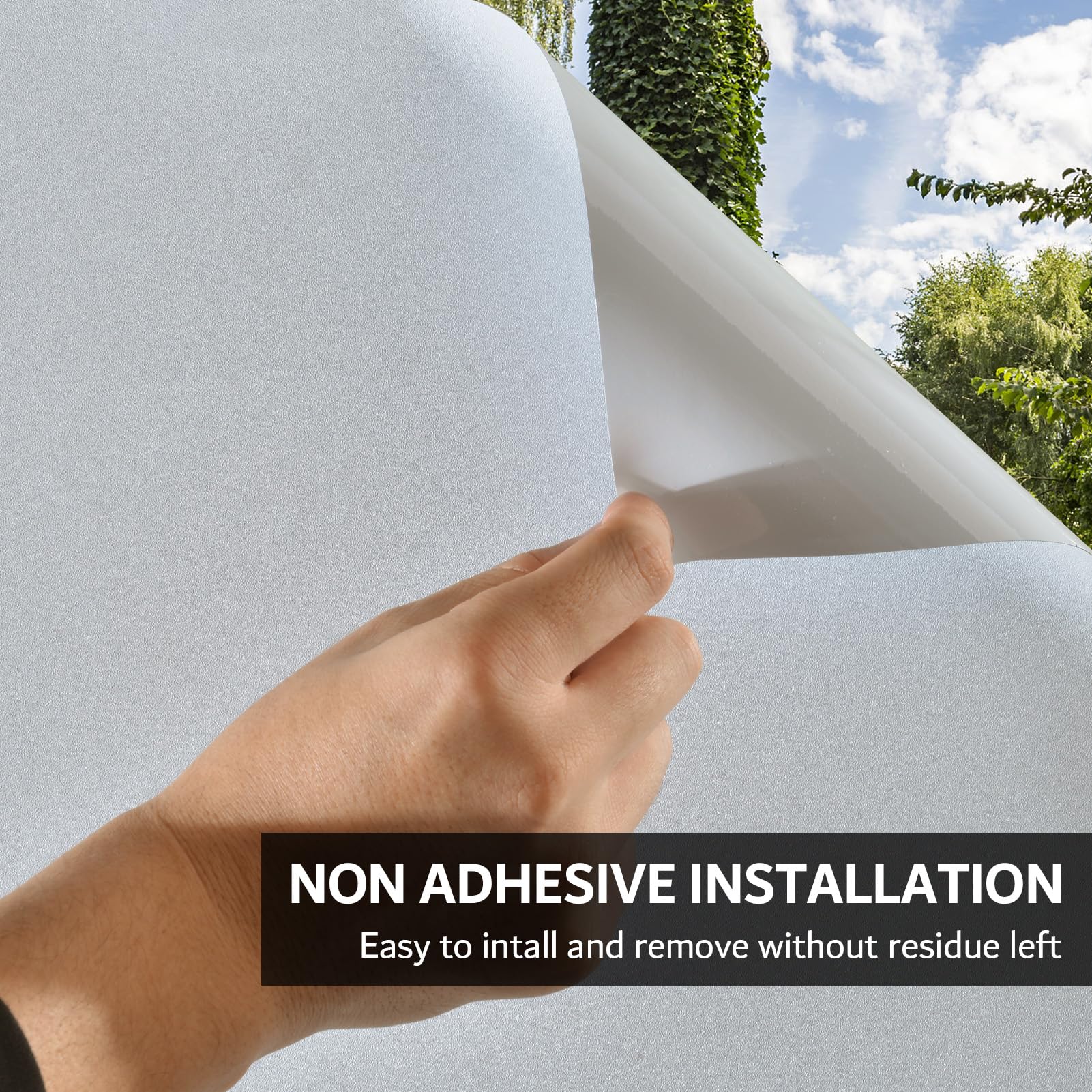 FEOMOS White Blackout Window Film | 100% Light Blocking Static Cling