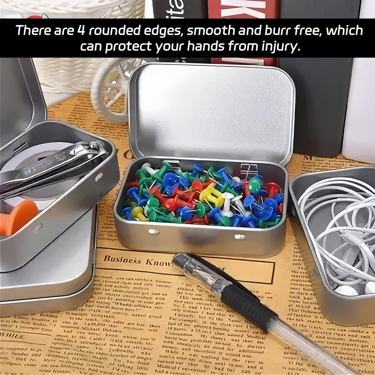Gaaines 2 Pcs Rectangular Small Tin Boxes, for Key Coin OrganizerSilver