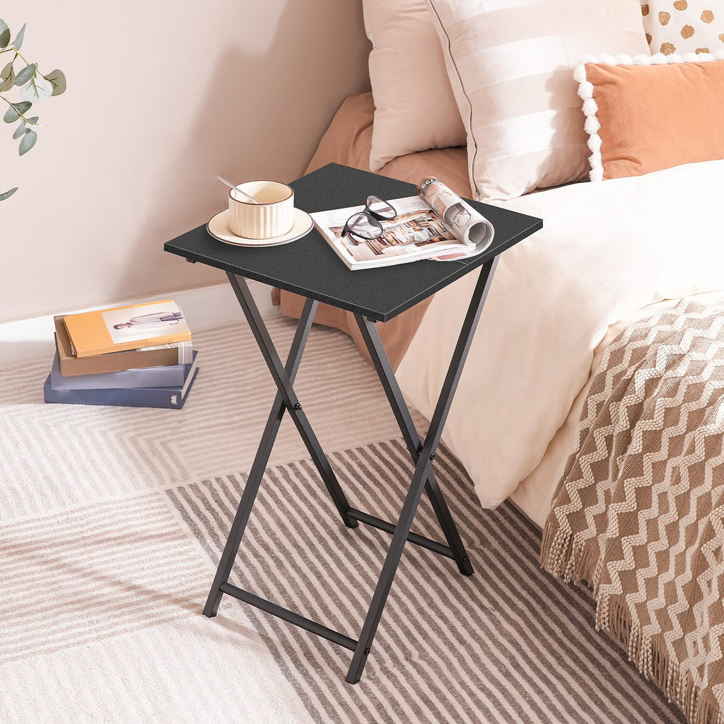 HOOBRO Folding Side Table, TV Tray Table for Eating, Small Industrial Sofa Snack Foldable Table for Small Spaces, Space-Saving, Black EBB27BZ01
