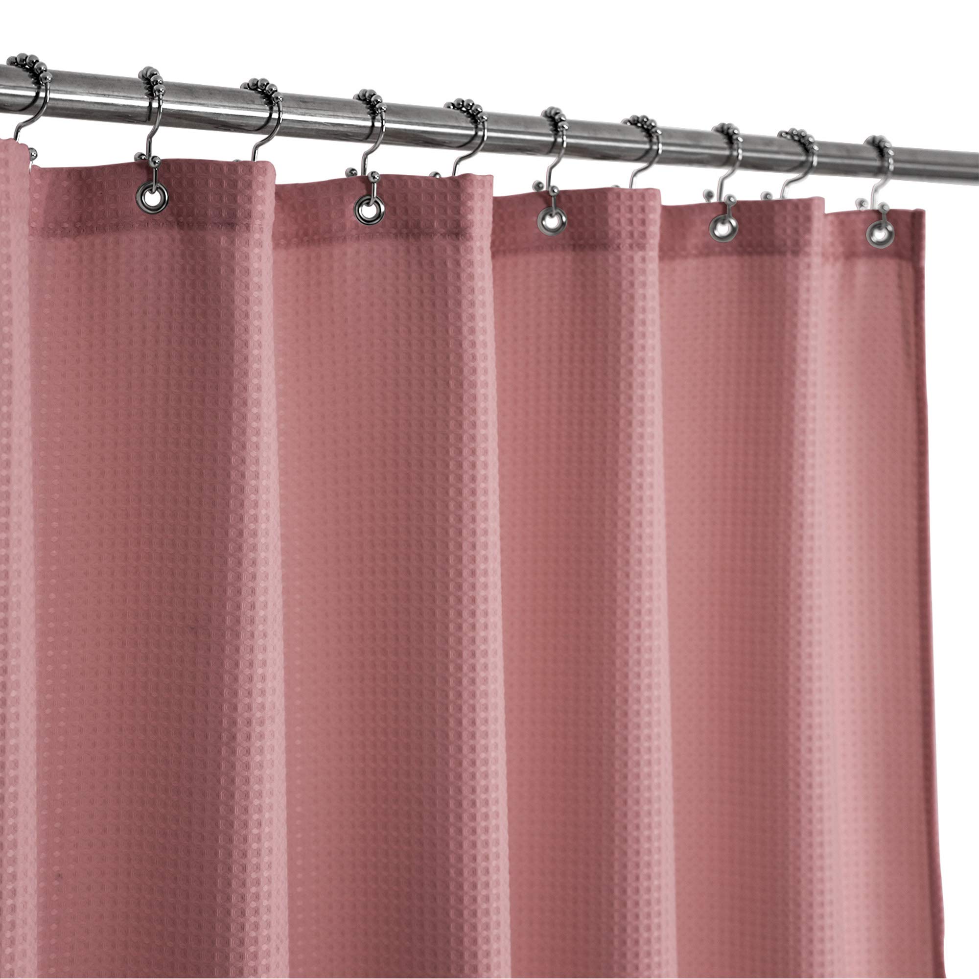 Barossa Design Waffle Weave Shower Curtain | Heavy Duty Pale Mauve