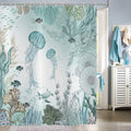 Hnmdmyi Jellyfish Shower Curtain | Nautical Ocean Marine Life Polyester