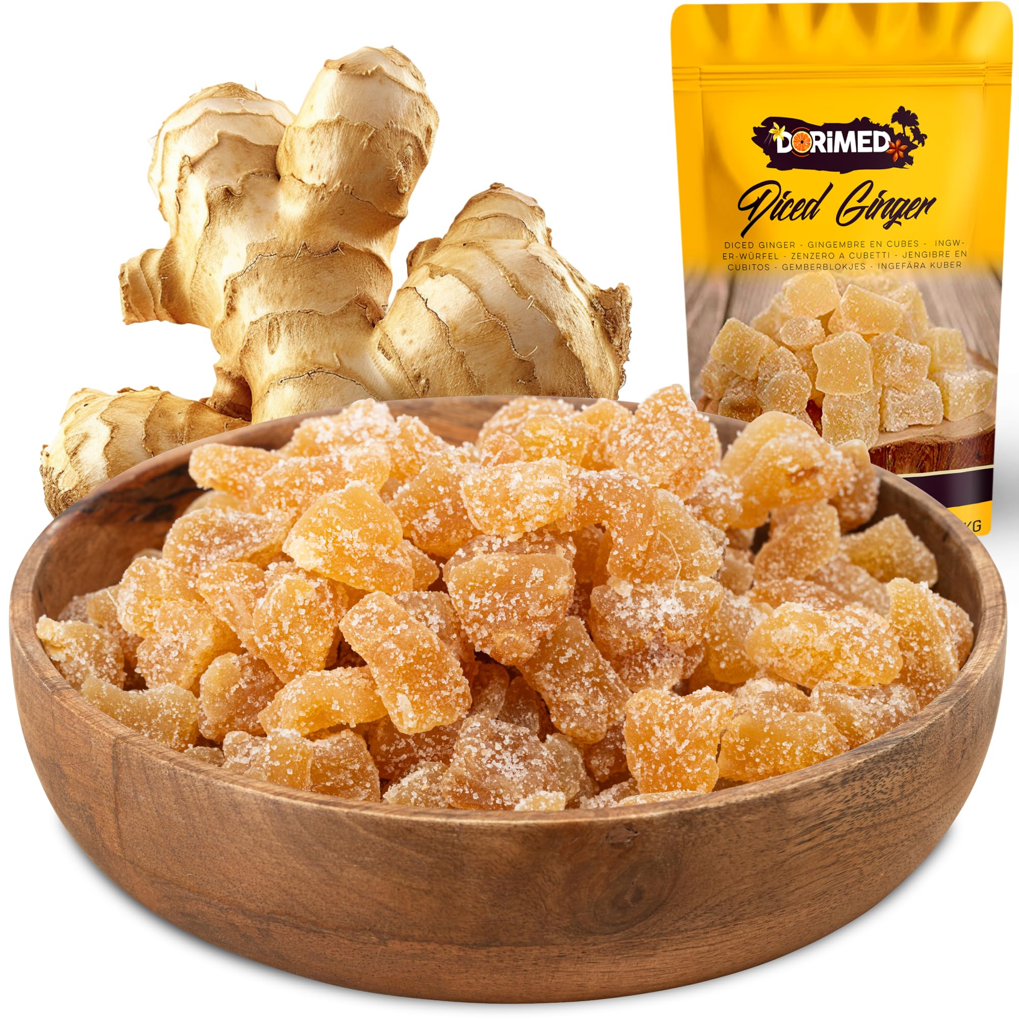 Candied Ginger Cubes | 1kg Dehydrated Ginger with Cane Sugar