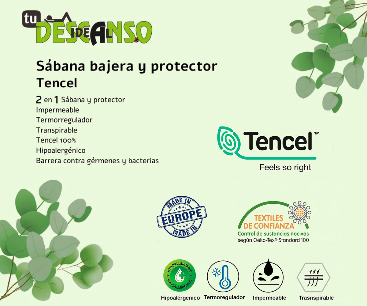 160 Tencel Waterproof and Breathable Mattress Protector, White 160 x 200 cm