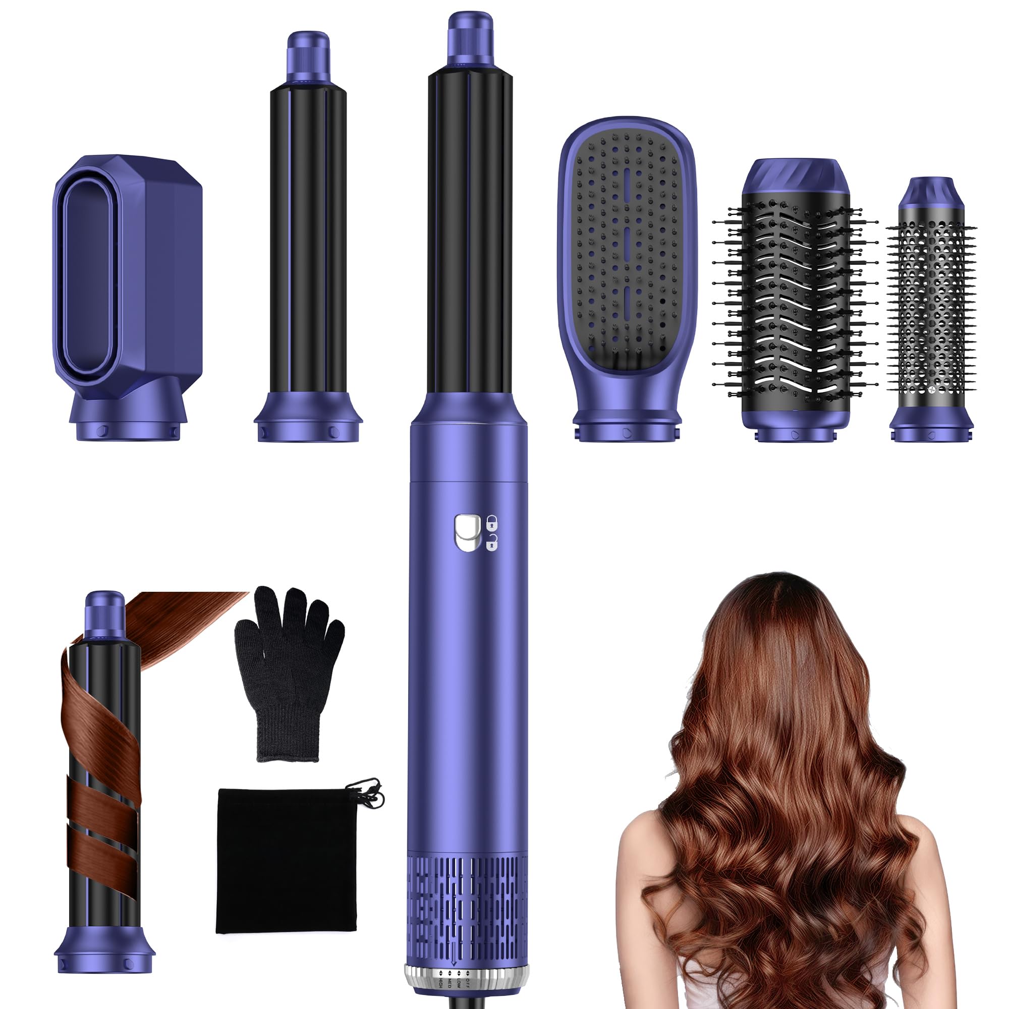 Jolof Store 6-in-1 Air Styler – Ionic Hair Dryer Brush & Auto-Wrap Curler