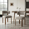 COLAMY Wooden Dining Chairs Set of 2, Fabric Chairs for Dining Room with Open Curved Backrest and Thick Seat Cushion