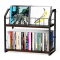 TJ.MOREE 2-Tier CD Rack & Vinyl Record Holder – Industrial Wood & Steel