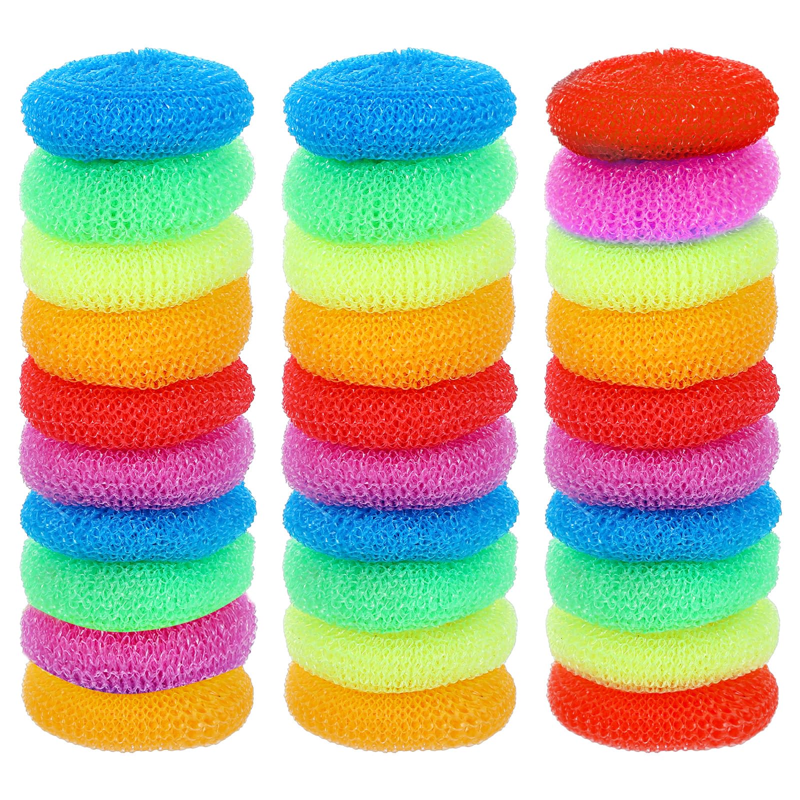 30 Pcs Round Nylon Dish Scrubber – Non-Scratch Mesh Pads