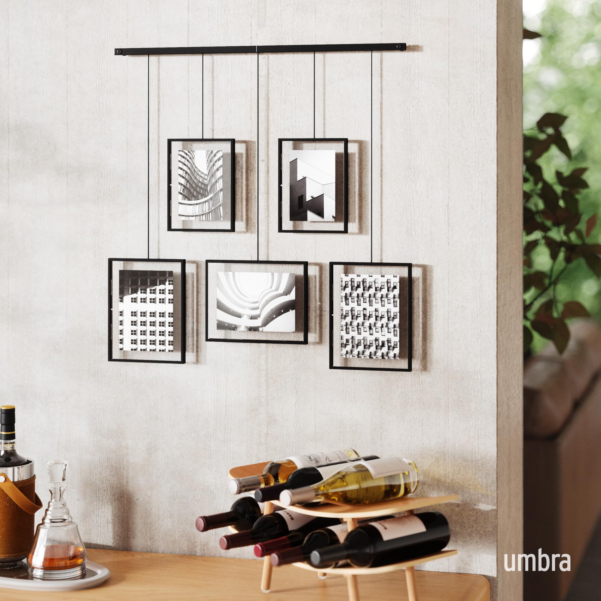 Umbra Exhibit 5-Piece Hanging Picture Frame Gallery Set | Black