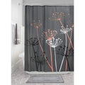 iDesign Thistle Floral Shower Curtain | Grey & Coral Polyester | 183x183cm