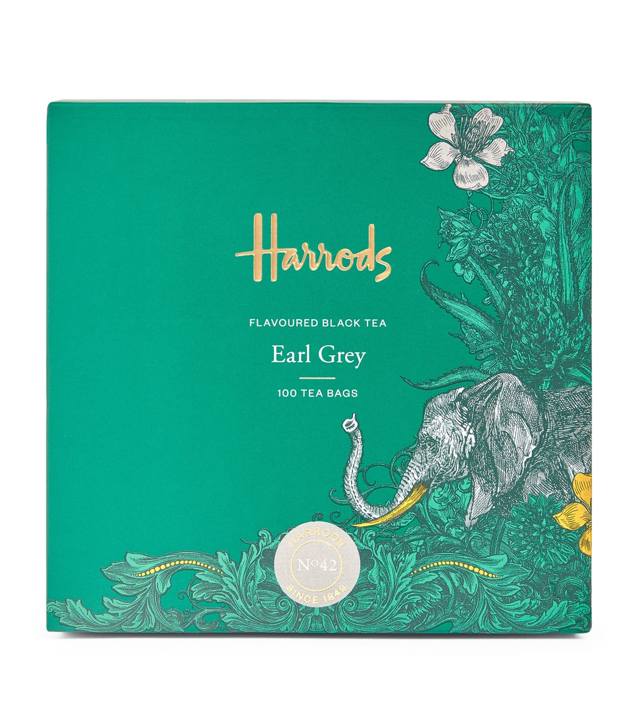 Harrods No. 42 Earl Grey Black Tea – Premium Bergamot (100 Tea Bags)