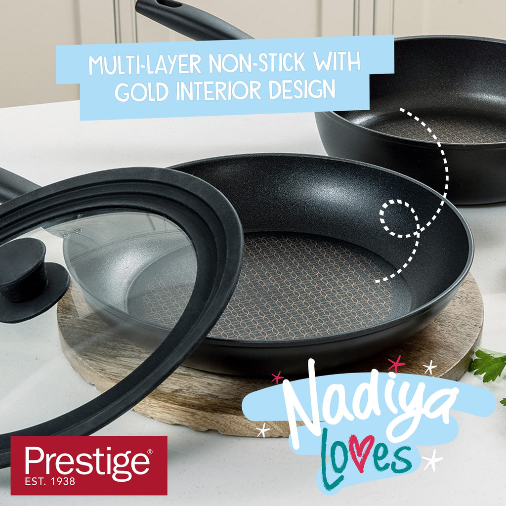 Prestige Nadiya Nesting Non-Stick Frying Pan Set | 3pc Induction Set
