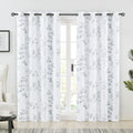 Grey Floral Blackout Curtains | Thermal Insulated 72 Inch Drapes