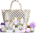 Spa Luxetique Lavender Bath Set | 15-Piece Spa Gift Set with Golden Bag