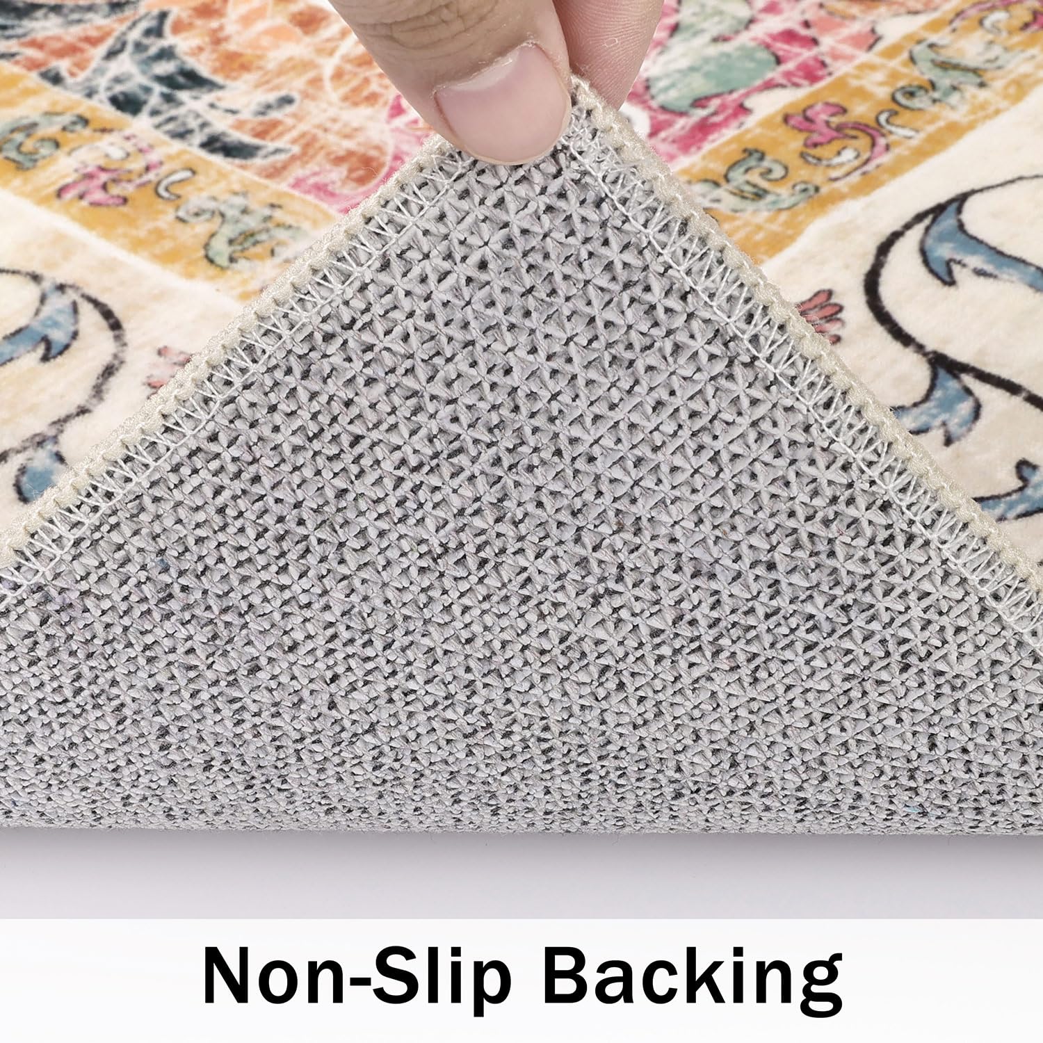 SHACOS Vintage Floral Area Rug – Washable Non-Slip Boho Rug, 160x230cm