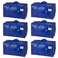 VENO 6 Pack Extra Large Moving Bags with Zippers & Carrying Handles, Heavy-Duty Storage Tote Moving Boxes for Space Saving Blue-6 Pack