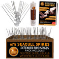 Defender Seagull Spikes 6m Pack - Stainless Steel Bird Deterrent with Glue