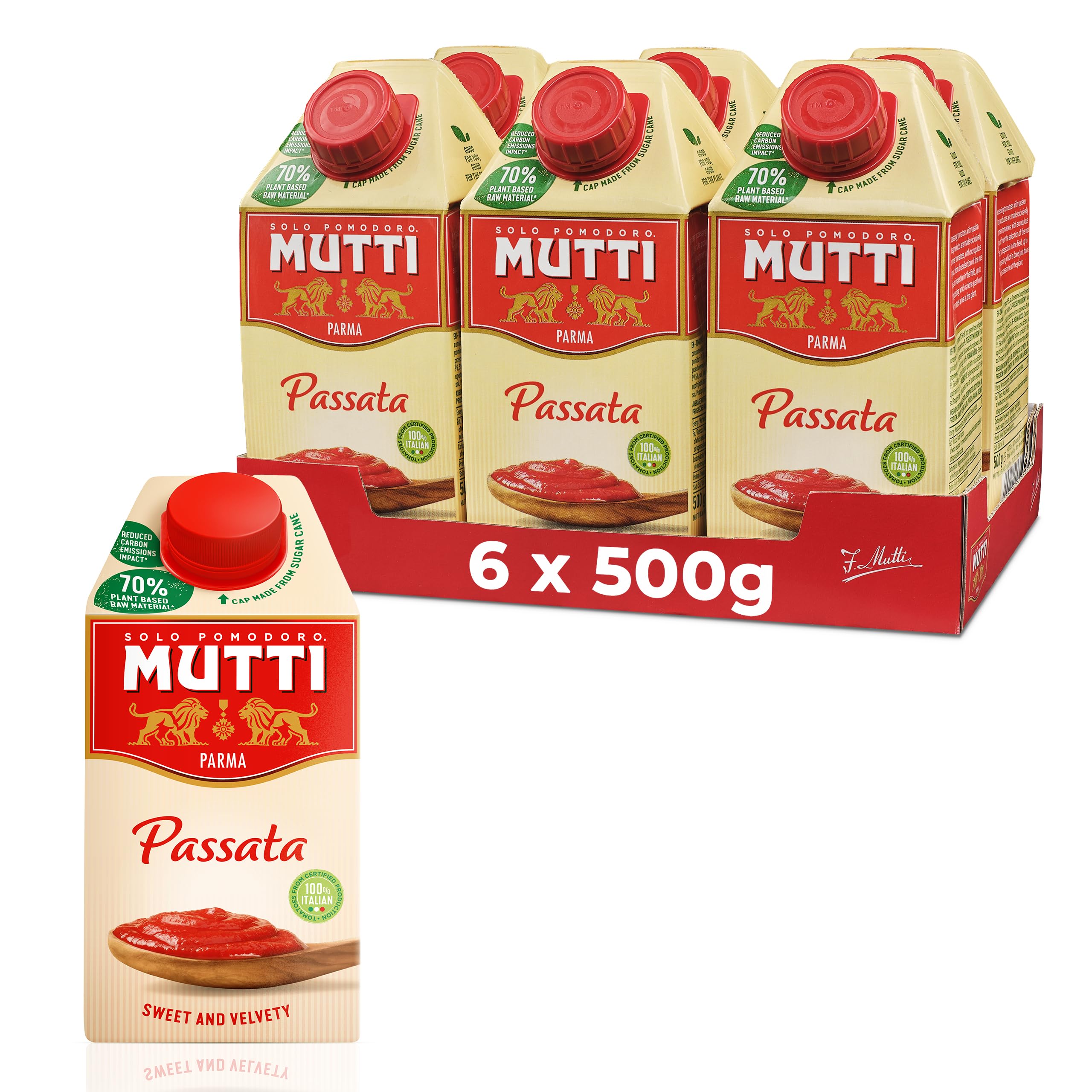 Mutti Sieved Tomatoes Passata – Authentic Italian – 500g (Pack of 6)