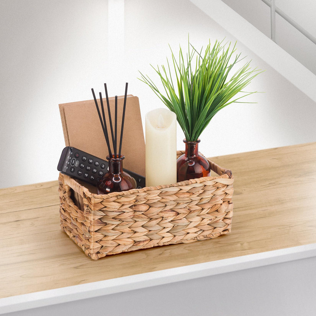 Woodluv Storage Baskets for Shelves, Woven Natural Hamper Gift Basket Bathroom Storage Basket organiser Toys Storage, Small - image 2