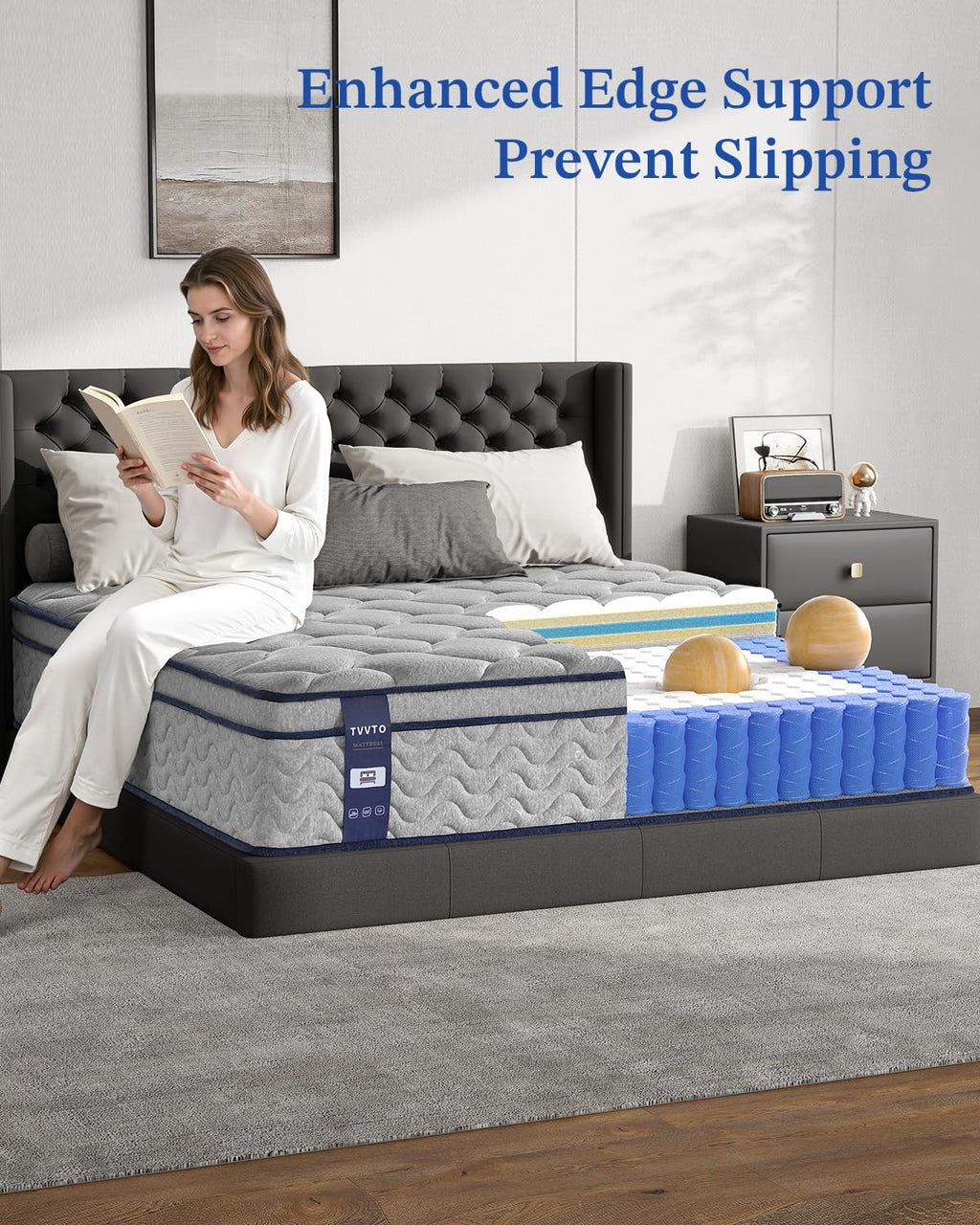 TVVTO Single Hybrid Mattress 3FT - 10.2Inch Medium Firm 90x190x26cm - image 5