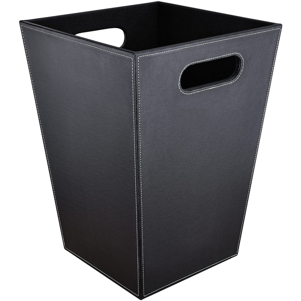 GORESE Office Square Waste Paper Bin Leather Modern Design Waste Paper Bin for Kitchen, Bathroom, Office Black