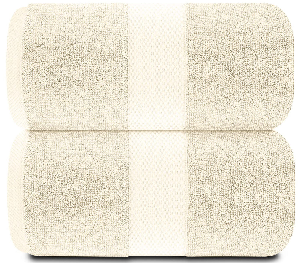 White Classic Ivory Soft Luxury Bath Towels - 650 GSM Cotton Luxurious Bath Towels Extra Large 35x70 | Highly Absorbent & Quick Dry