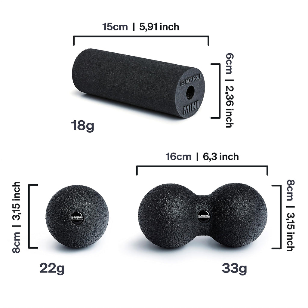 BLACKROLL Foam Roller Set – Black Myofascial Release & Recovery Kit