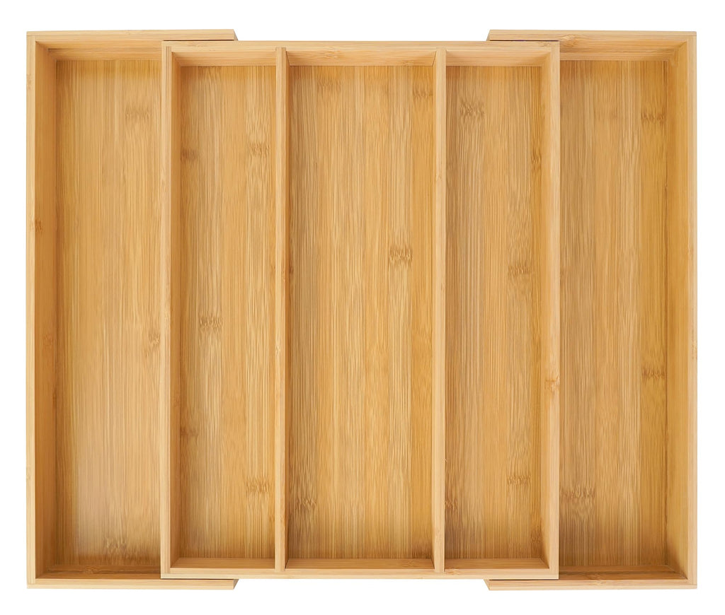 Utoplike Bamboo Cutlery Tray | Expandable Drawer Organiser for Silverware