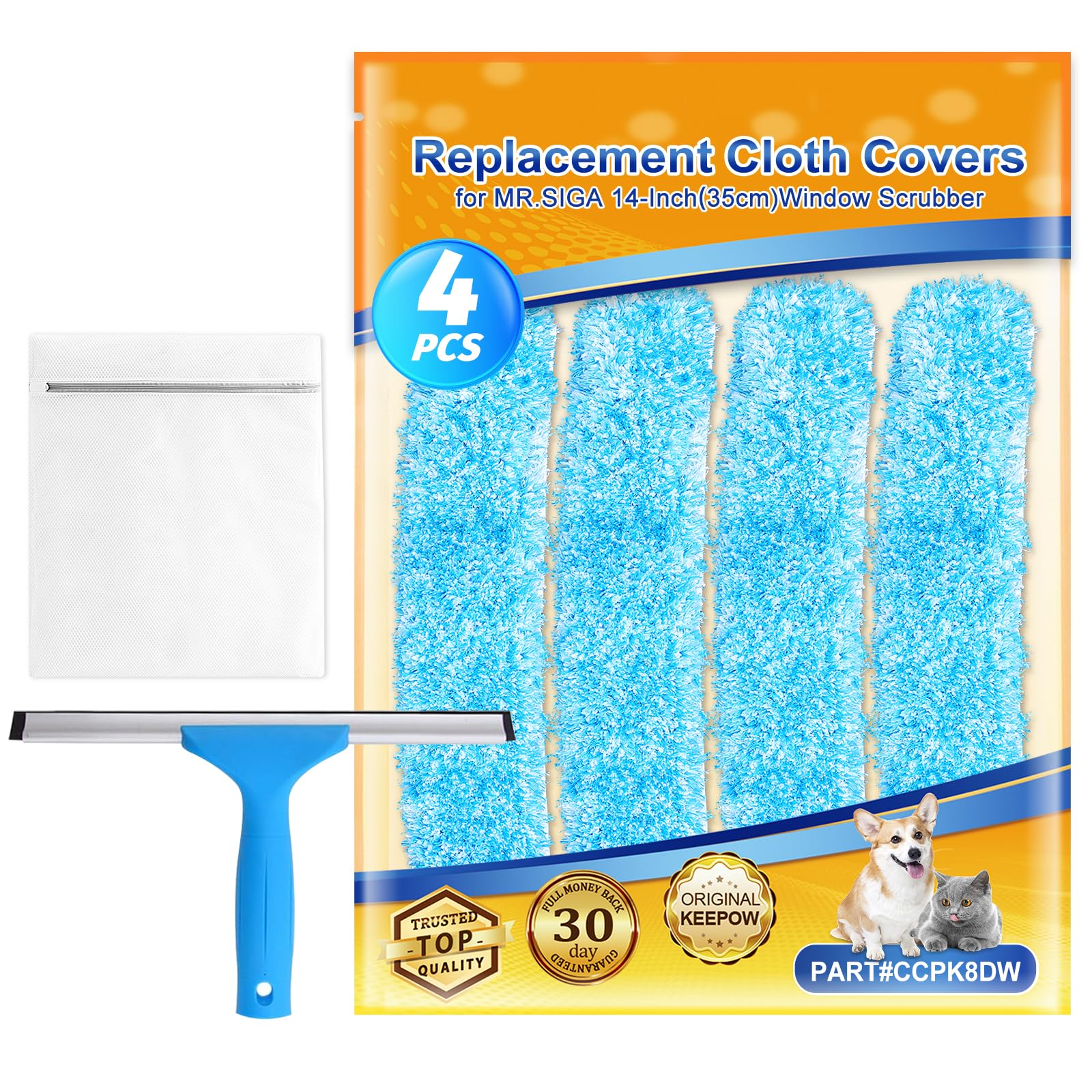 ZaKaBox 14 Inch Microfiber Window Squeegee Replacement Cloths | 4 Pack